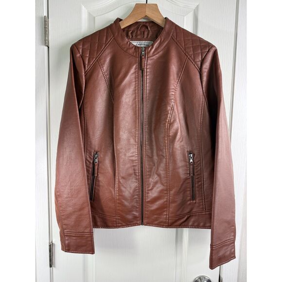 G.H. Bass & Co. Women's Brown Faux Leather Moto Jacket Size XL - Picture 1 of 11